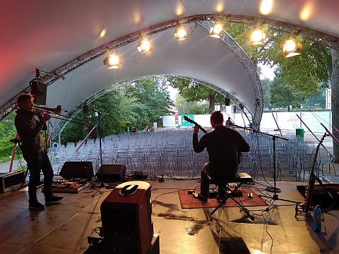 Beim Soundcheck am Nachmittag